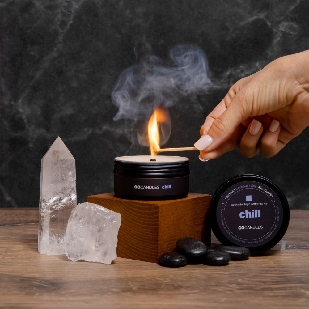 CHILL - 100% Natural Essential Oil Candle for Relaxation - Sweet Earthy Scent