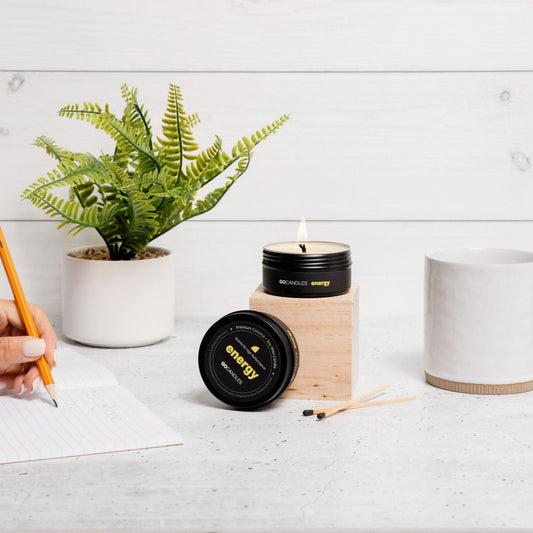 ENERGY - 100% Natural Essential Oil Candle for Energy & Positivity - Bright, Citrusy Scent