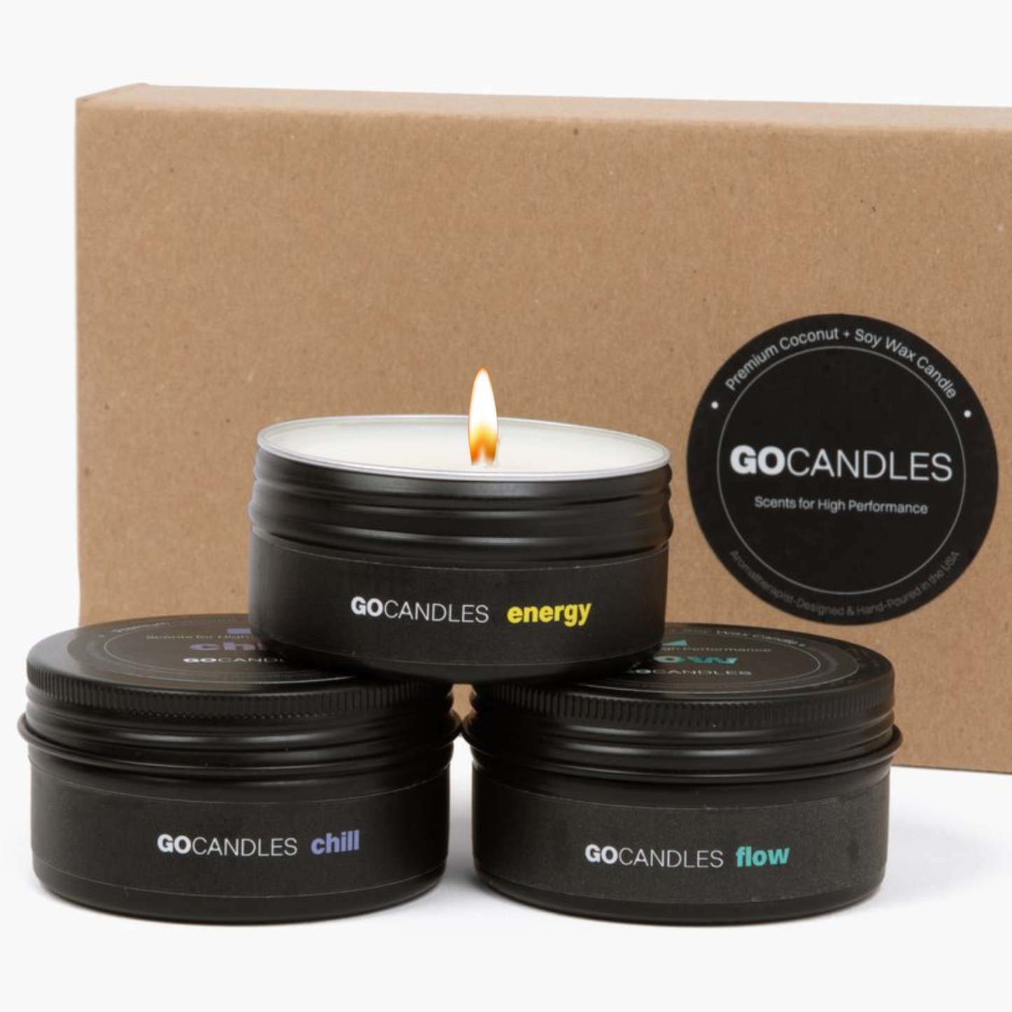 Go Candles Discovery Set - 3 Pack Energy, Flow, & Chill